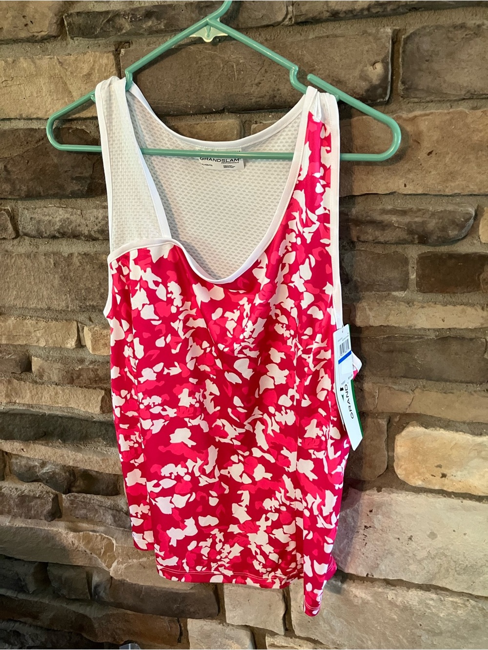 Grand Slam USA pickleball Pink and White Printed Athletic Tank Top-NWT